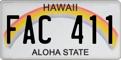 HI license plate FAC411