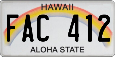 HI license plate FAC412