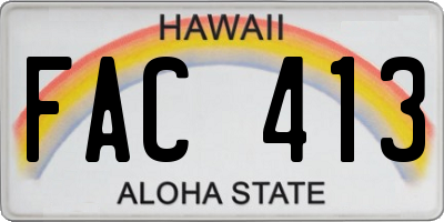 HI license plate FAC413