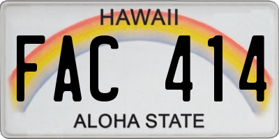 HI license plate FAC414