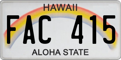 HI license plate FAC415