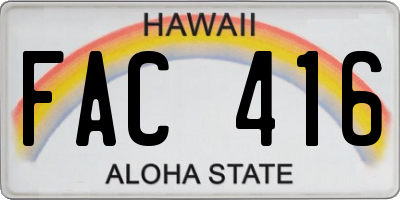 HI license plate FAC416