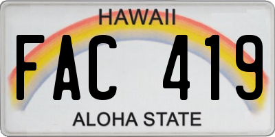 HI license plate FAC419