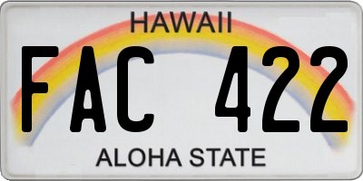HI license plate FAC422