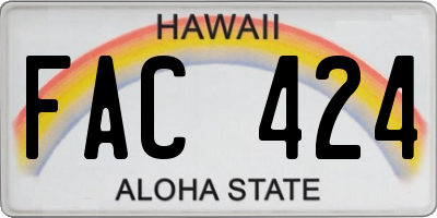 HI license plate FAC424