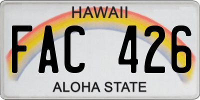 HI license plate FAC426