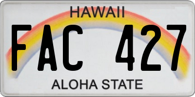 HI license plate FAC427