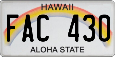 HI license plate FAC430