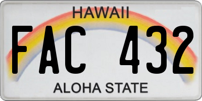 HI license plate FAC432