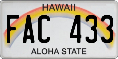 HI license plate FAC433