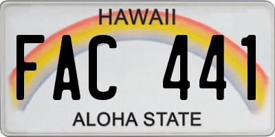 HI license plate FAC441