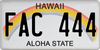 HI license plate FAC444