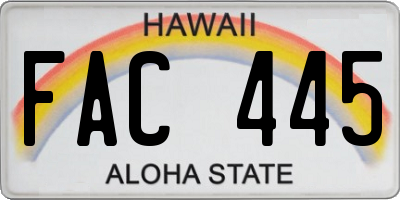 HI license plate FAC445