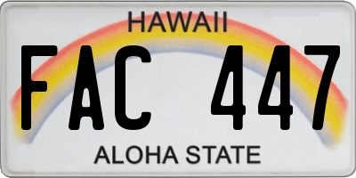 HI license plate FAC447