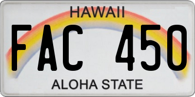 HI license plate FAC450