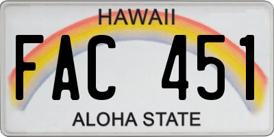 HI license plate FAC451