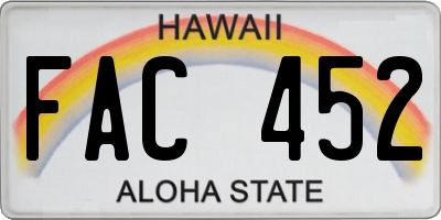 HI license plate FAC452