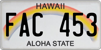 HI license plate FAC453