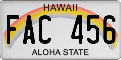 HI license plate FAC456