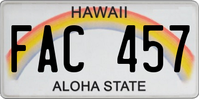 HI license plate FAC457