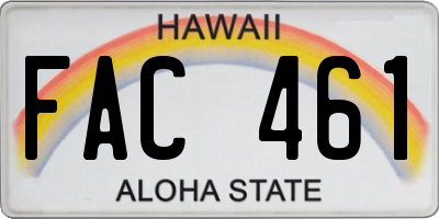HI license plate FAC461