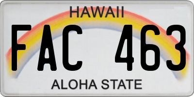 HI license plate FAC463