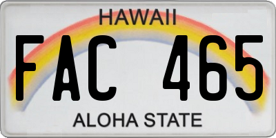 HI license plate FAC465