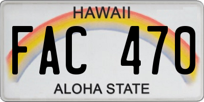 HI license plate FAC470