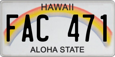HI license plate FAC471