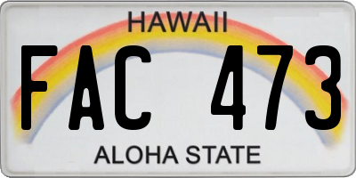 HI license plate FAC473