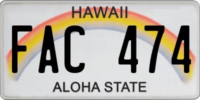 HI license plate FAC474