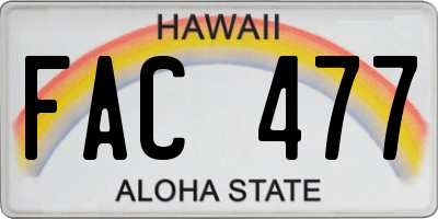 HI license plate FAC477