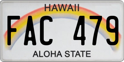 HI license plate FAC479