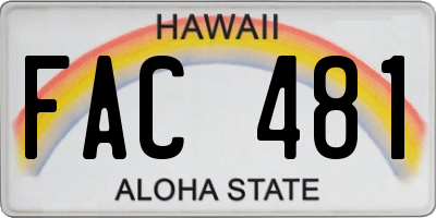 HI license plate FAC481