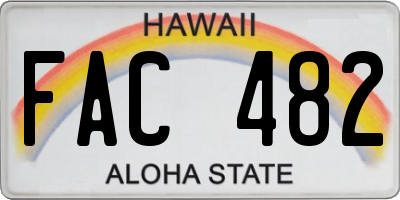 HI license plate FAC482