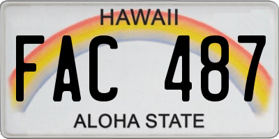 HI license plate FAC487