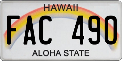 HI license plate FAC490