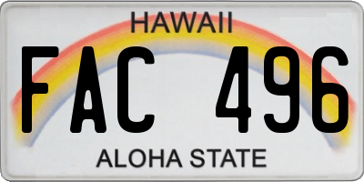 HI license plate FAC496
