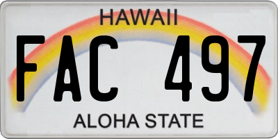 HI license plate FAC497
