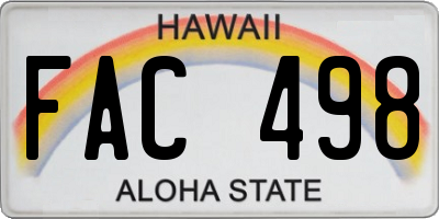 HI license plate FAC498
