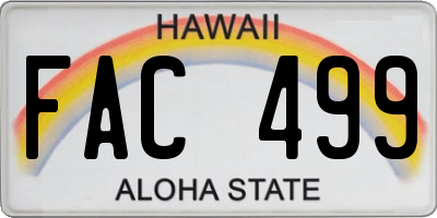 HI license plate FAC499