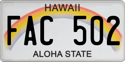 HI license plate FAC502