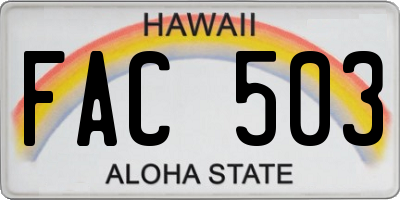 HI license plate FAC503