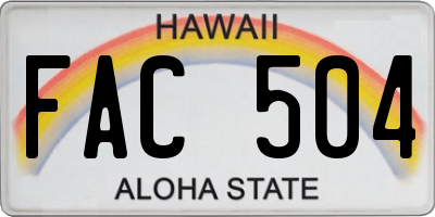 HI license plate FAC504