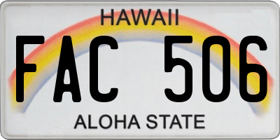 HI license plate FAC506