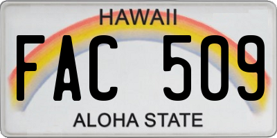 HI license plate FAC509