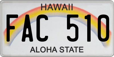 HI license plate FAC510