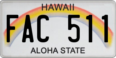 HI license plate FAC511