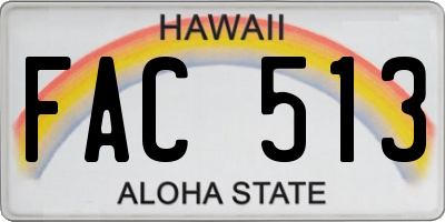 HI license plate FAC513