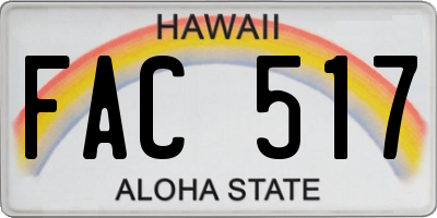 HI license plate FAC517